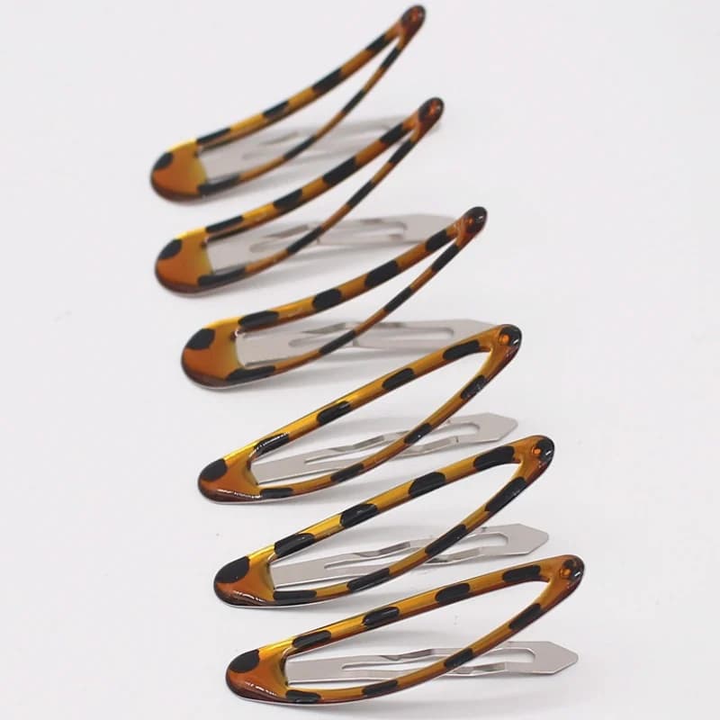 6Pcs Snap Hair Clips For Women 2.7 Inch Coated Metal Hair Barrette Clips Leopard Oval Hairpins Bangs Non-slip Hair Accessories