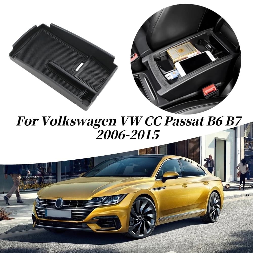 Contenitore Portaoggetti per Bracciolo Centrale Auto in ABS per Volkswagen VW CC Passat B6 B7 2006 - 2015, Organizzatore Accessori