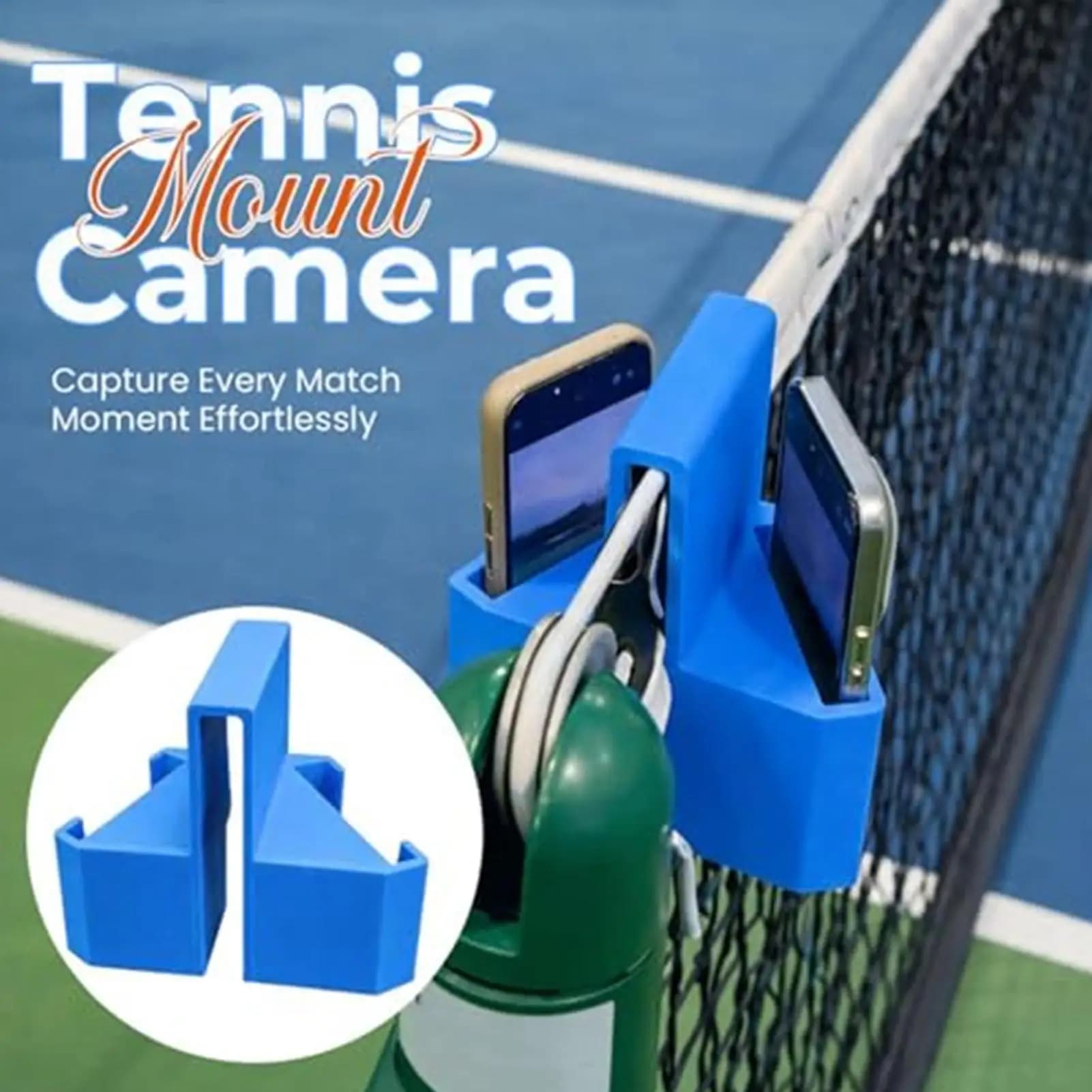 3D Printed Recining Phone Holder, for Tennis Camera, for Match Analysis, Camp Training, Direct Sports Streaming