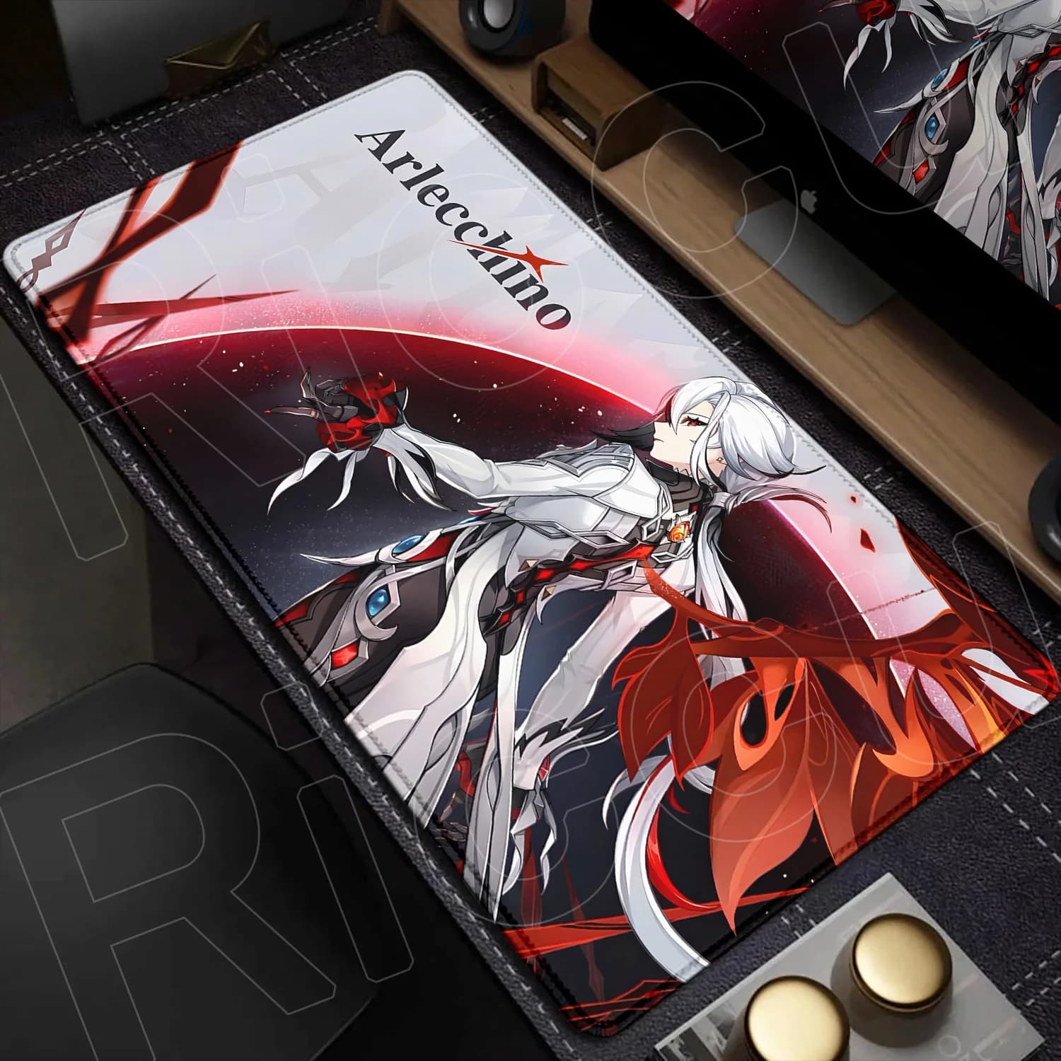 Tappetino per mouse in gomma Hot Game Genshin Impact, accessori per ufficio e laptop, tappetino da scrivania anime carino di Arlecchino, tappetini antiscivolo per tastiera da gaming per PC