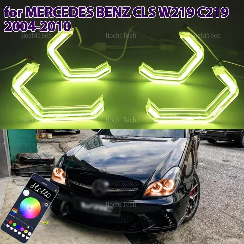 M4 Style RGB colorful Light Rings App control DRL LED Angel Eyes Kit For MERCEDES BENZ CLS W219 C219 2004-2010