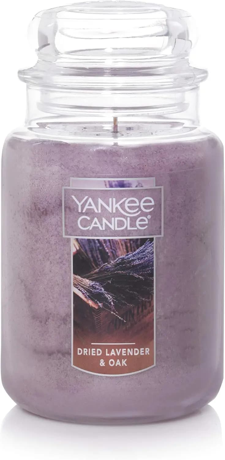 Large Scented Vase Candle with Dry Lavender and Oak Wood, 22 Oz, Duration Over 110 Hours, Ideal for Home and Gift
