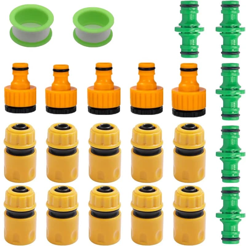 ABS Garden Hose Fittings Kit - Quick Connect Couplers, Dual Connectors & Extensions for Lawn Irrigation & Watering Systems