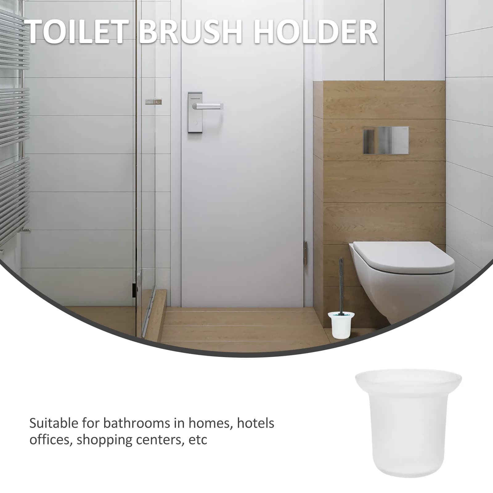Porta scopino WC satinato con base in vetro, contenitore premium robusto per la pulizia e l'organizzazione del bagno
