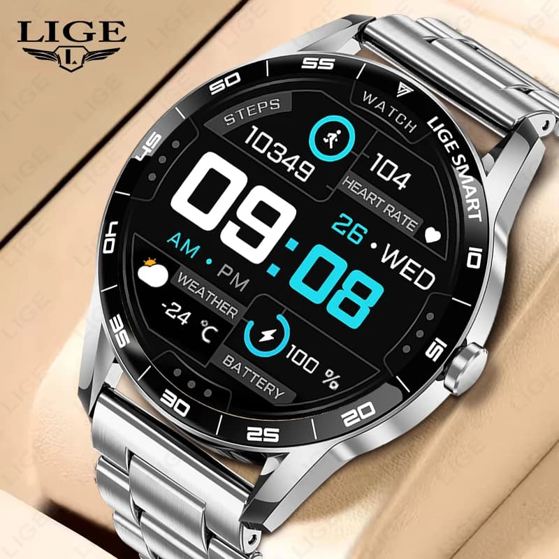 LIGE Nuovo Acciaio Astuto Della Vigilanza Degli Uomini 1.38 pollici Chiamata Bluetooth Uomini D'affari Orologi Attività Fitness Sport Frequenza Cardiaca Salute Smartwatch