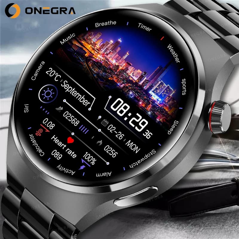 2025New For Android & IOS Smart Watch Men's AMOLED Screen GPS Tracking Movement Frequency Cardiaca Calls Bluetooth SmartWatch Waterproof