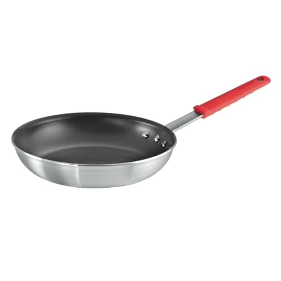Padella Professionale Antiaderente, in Alluminio Pesante con Rivestimento Antiaderente Rinforzato, Manico Rosso, Lavabile in Lavastoviglie e Adatta al Forno