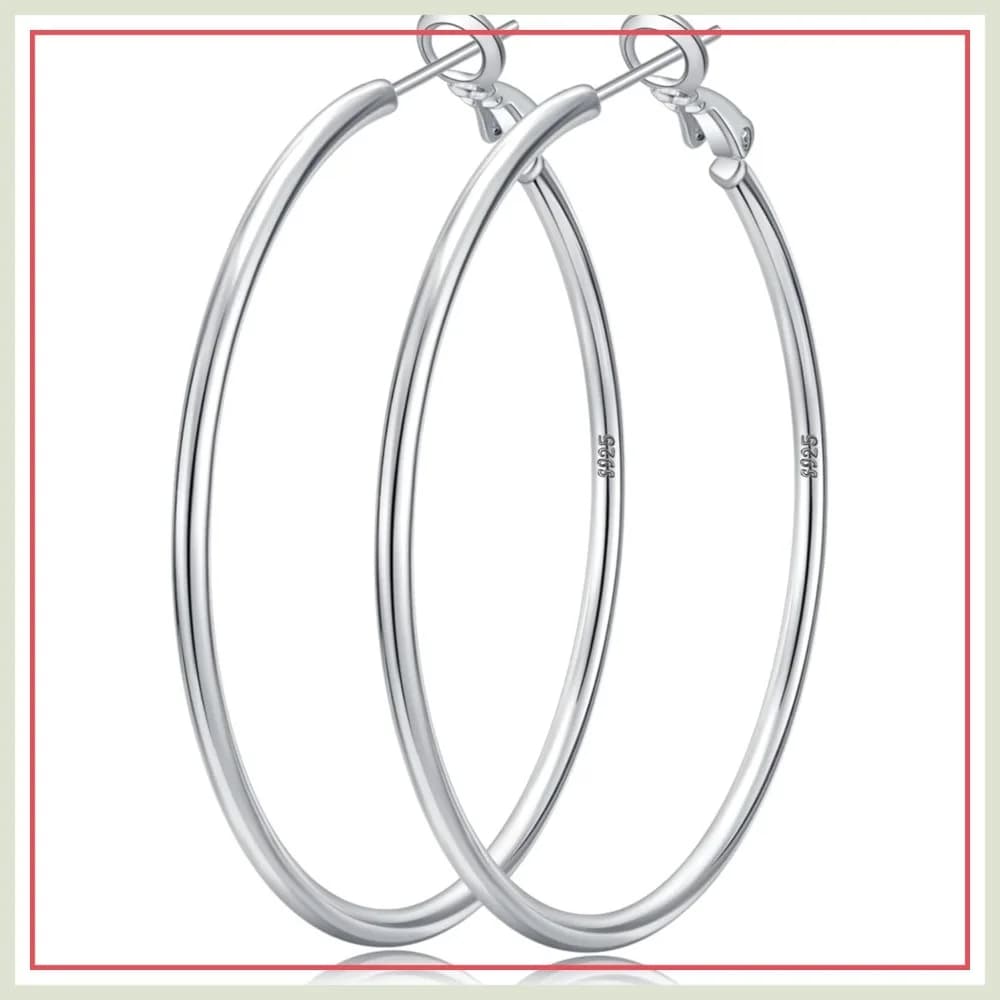 Orecchini a Cerchio Sottili 2mm in Argento Sterling 925 per Donne, Ipoallergenici, Leggeri, Grandi Cerchi Placcati Oro 20/30/50/70MM