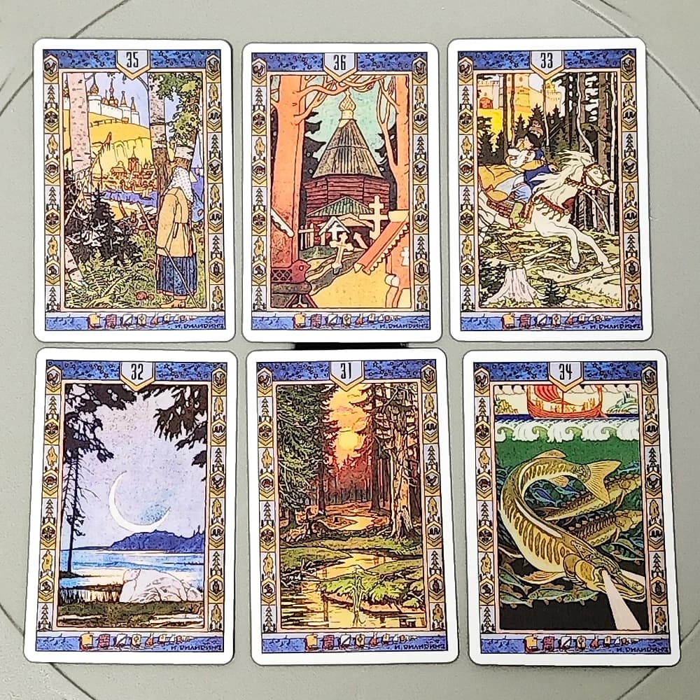 Mazzo Oracle delle fate russe 36 carte Lenormand basate sui disegni del pittore Ivan Bilibin - 9 * 6 cm
