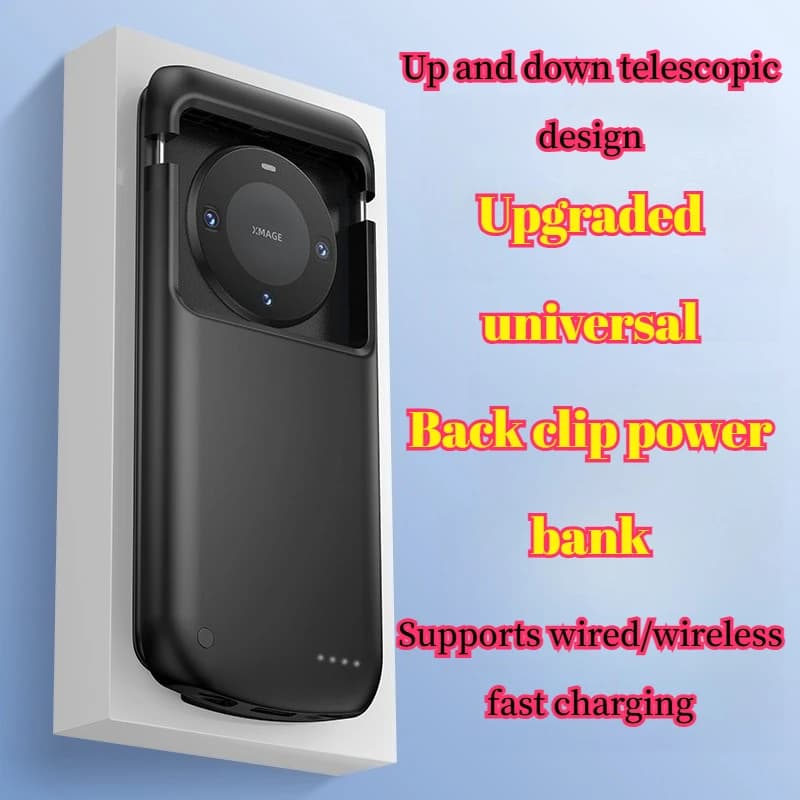 Custodia universale per power bank da 10000 mAh per tutti i iPhone e telefoni Android di tipo C Caricabatterie portatile con clip con adattatori