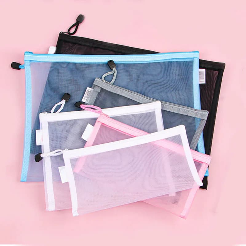 1 pz borsa per trucco da donna borsa per trucco organizzatore borse portaoggetti custodia nera rosa blu grigia borsa per cosmetici in rete custodia per borse da toilette trasparenti