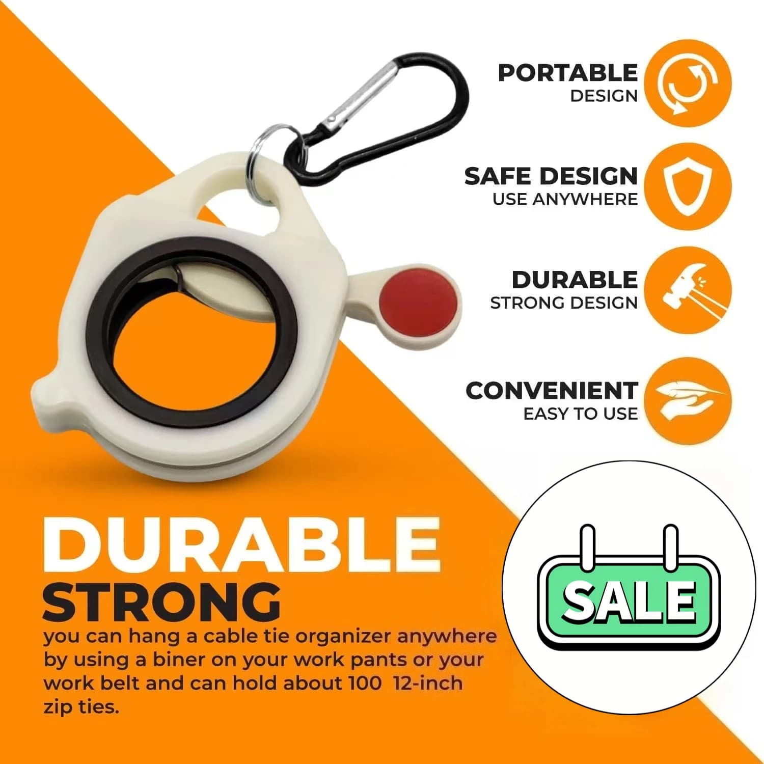 Fluorescent Cable Tie Organizer Reusable Zip Tie Holder Portable Plastic Cable Tie Storage Tool Electrical Wire Ties Organizer