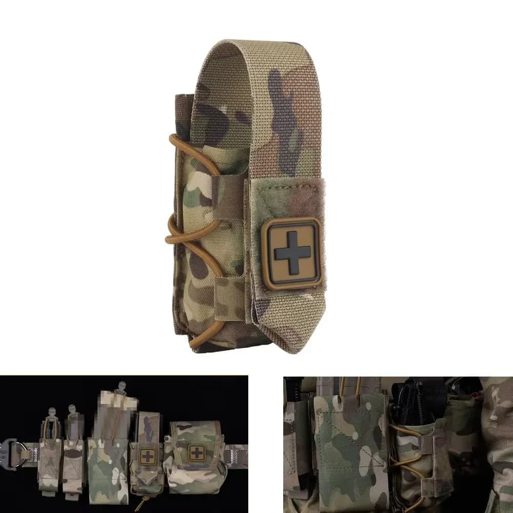 Custodia per laccio emostatico tattico Versatile fondina TQ Kit di pronto soccorso EMT Flip-top Tipo MOLLE Clip Cintura da combattimento Borsa medica da caccia da campo