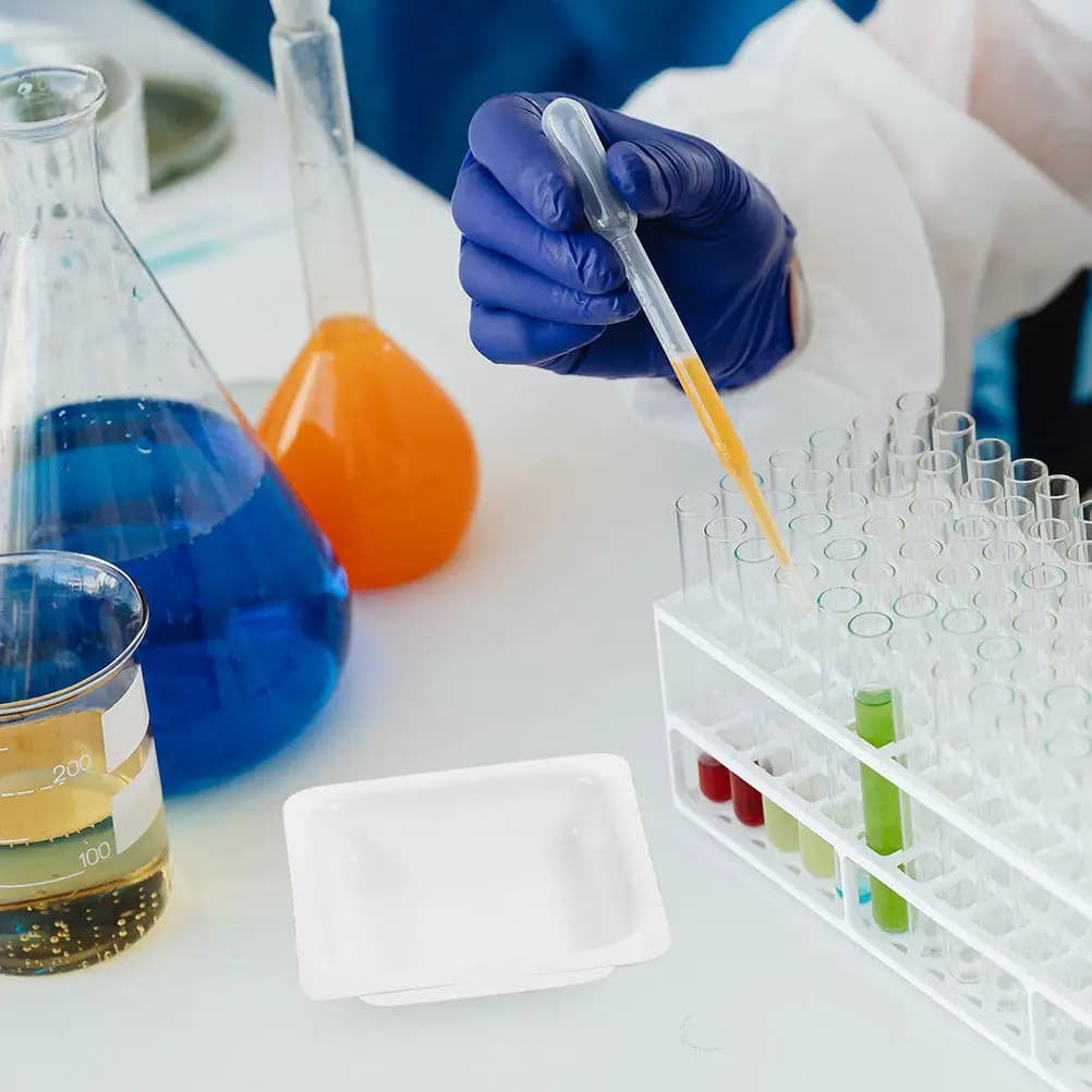 10 Pezzi Vaschette di Pesatura in Plastica per Laboratorio, Contenitori di Precisione per Polveri, Liquidi, Resina Epossidica, Campioni, Bilancia, Vassoi Quadrati per Laboratorio Scientifico