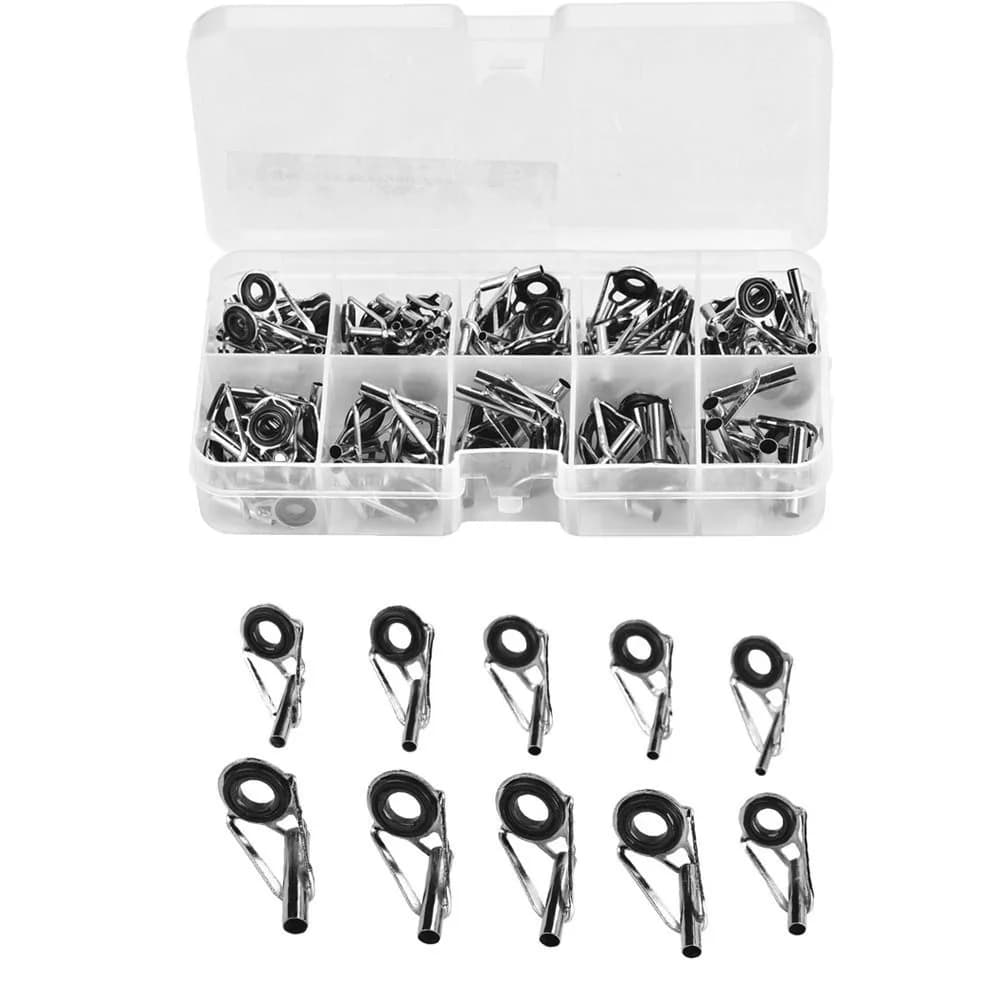 Kit di 80 Anelli Guida per Canna da Pesca in Acciaio Inox, 10 Misure con Inserti in Ceramica, Set di Punte per Canna da Pesca Leggero