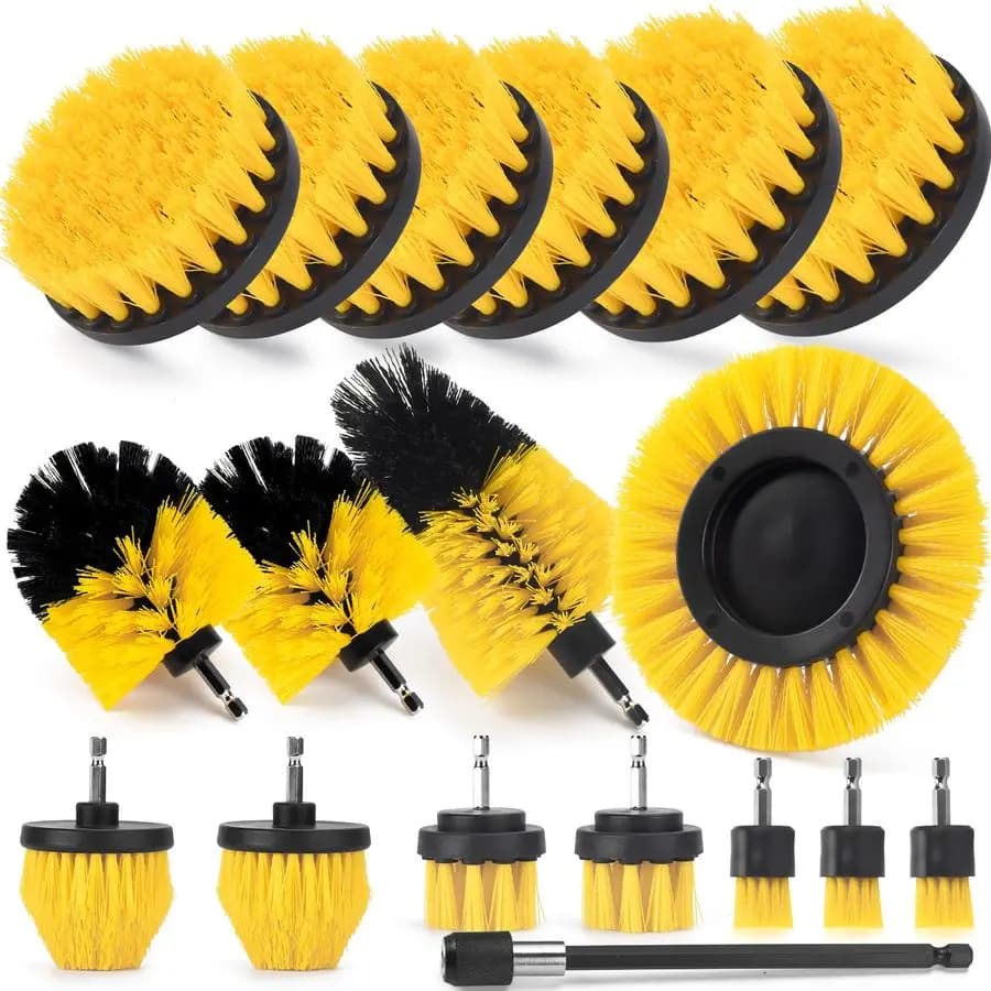 Set of 18 accessories for drill brushes, electrical cleaning brushes for drill, extended long attachment, multipurpose bathroom, ca