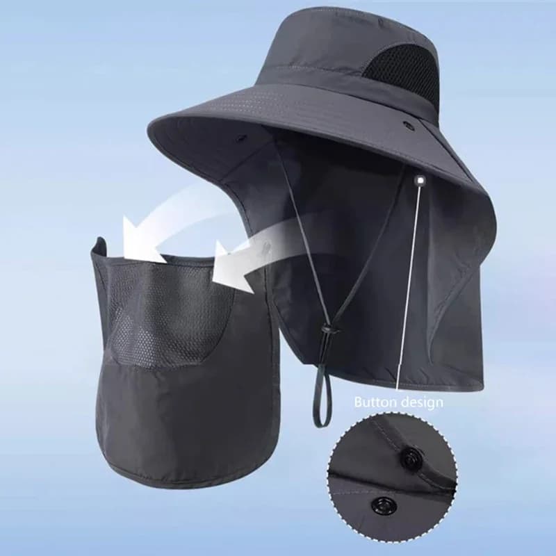 Cappelli da sole estivi con protezione UV per attività all'aperto, campeggio, pesca, escursionismo, per uomo e donna, con visiera e protezione per il collo, cappello da pescatore.