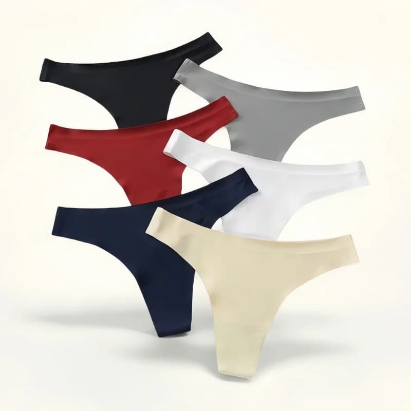 1 Pack Women's Ice Silk Seamless Thong Low-Rise No-Show Underwear Solid T-Back Panties Skin-Friendly Daily Wear G-string M-XL