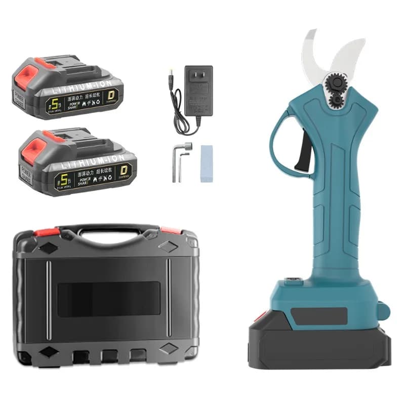 Electric scissors for pruning of high branches and for work at altitude, lithium battery, wireless, with brushless motor.