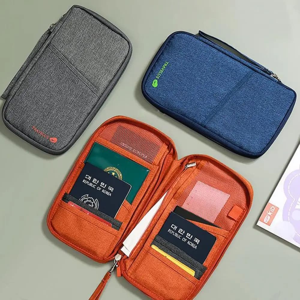 Borsa Portadocumenti da Viaggio Portatile, Porta Passaporti Familiare con RFID, Organizzatore Multifunzione per Carte e Biglietti, Unisex