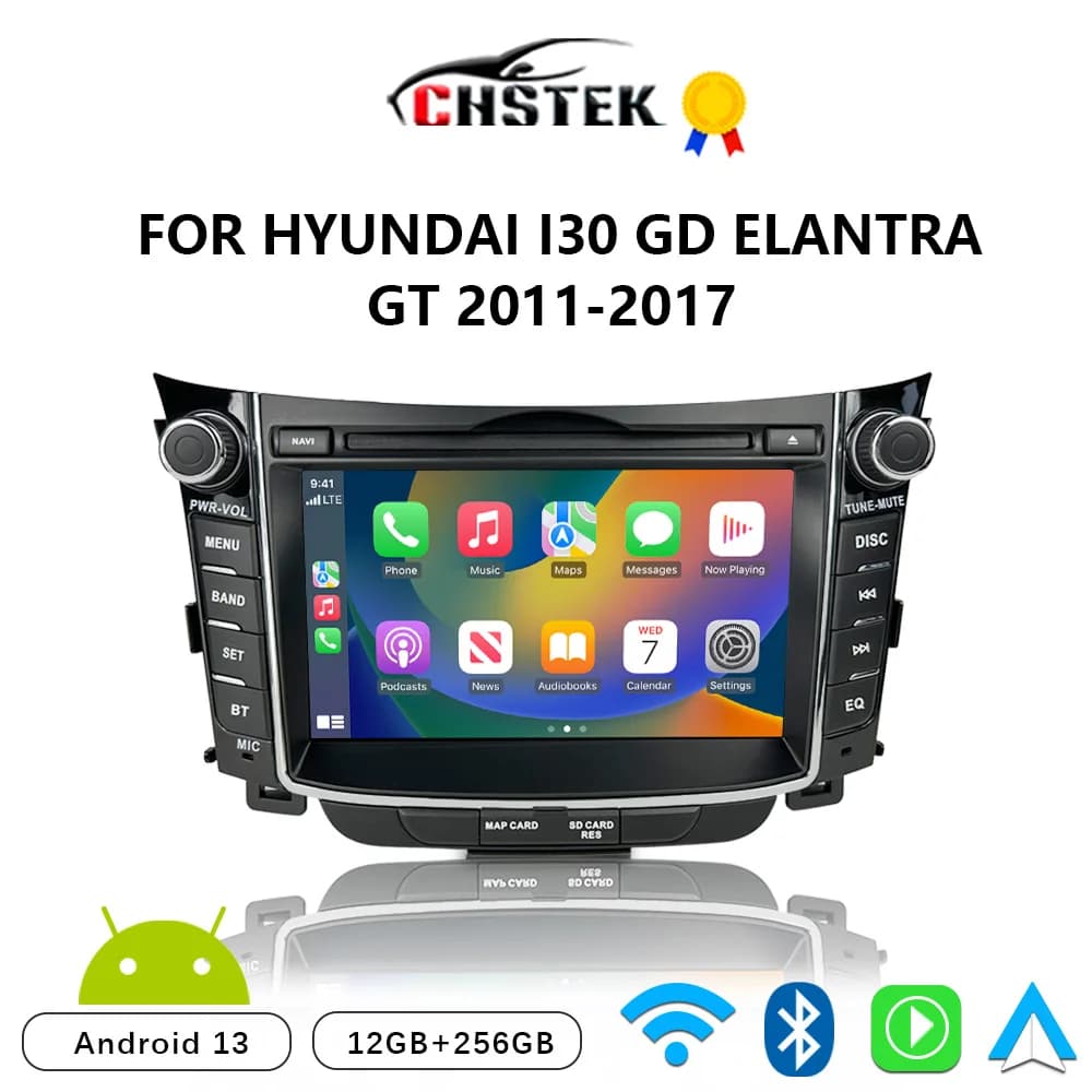 CHSTEK Autoradio Carplay Android 13 Per Hyundai i30 GD Elantra GT 2011-2017 Multimedia Bluetooth di Navigazione WIFI 4G Auto Stereo