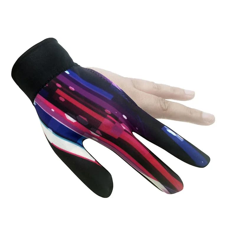 1Pc Tre Dita Full-Finger Snooker Pool Cue Guanto da biliardo per la mano sinistra Tessuti in Lycra Ricamo Accessorio da biliardo