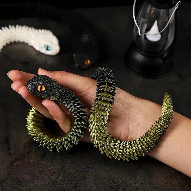 3D Printed Snake Movable Joint Fidget Toy Figurine Simulation Snake Office Desktop Ornament Christmas Gifts Crafts Miniatures