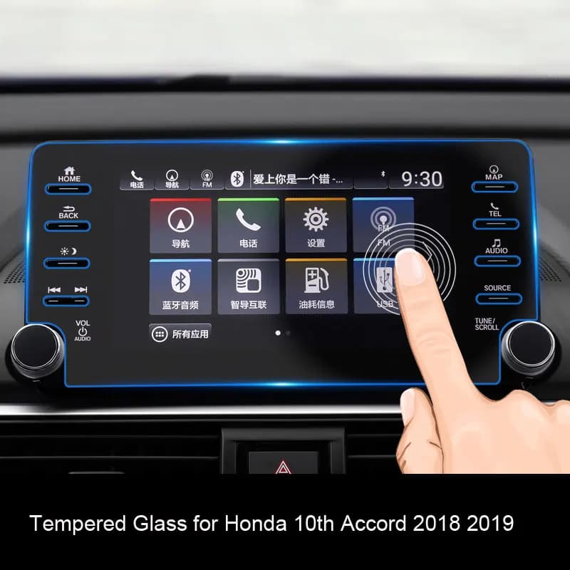 Navigazione per auto in vetro temperato per Honda Accord 2018-2021 8 pollici Accord Pellicola di controllo centrale per auto Protezione schermo a 8 fori