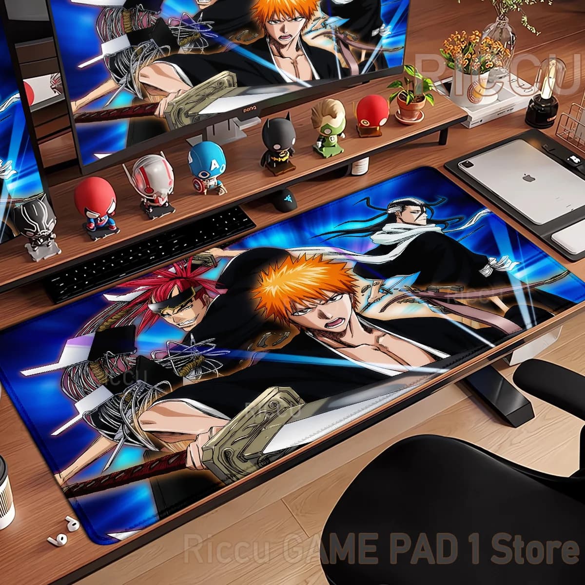 Japan Anime Figure Bleach Mouse Pad Large Desk Accessories Desk Pad Rubber Base Edge Mousepad Non-Slip Mousepad for Office