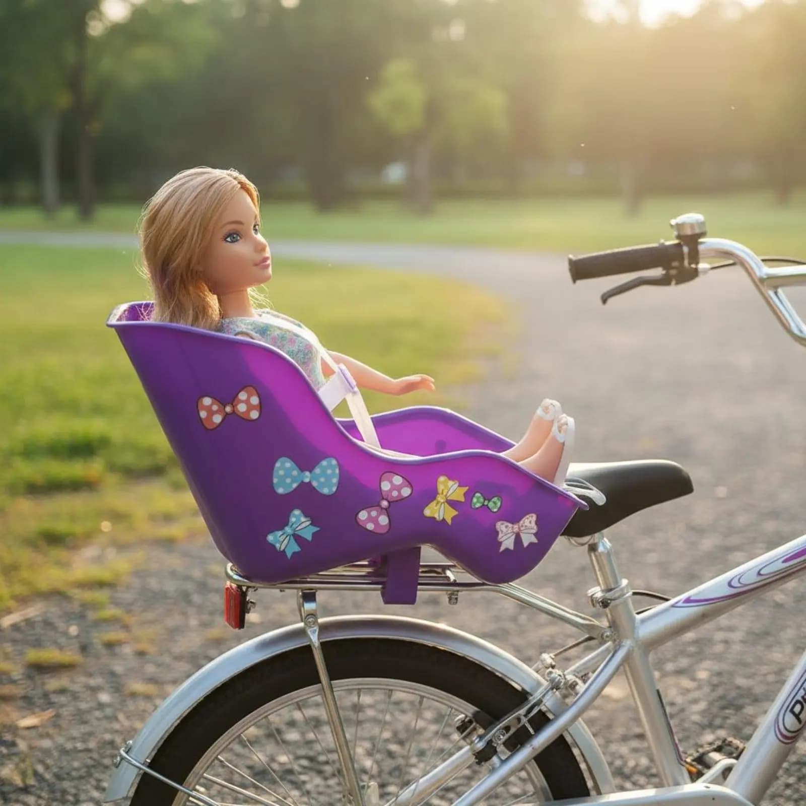 Baby Doll Bicycle Seat Carrier Standard Sized Dolls Stuffed Animals Comfortable Fit Cute Petals Design Baby Gear Accessories