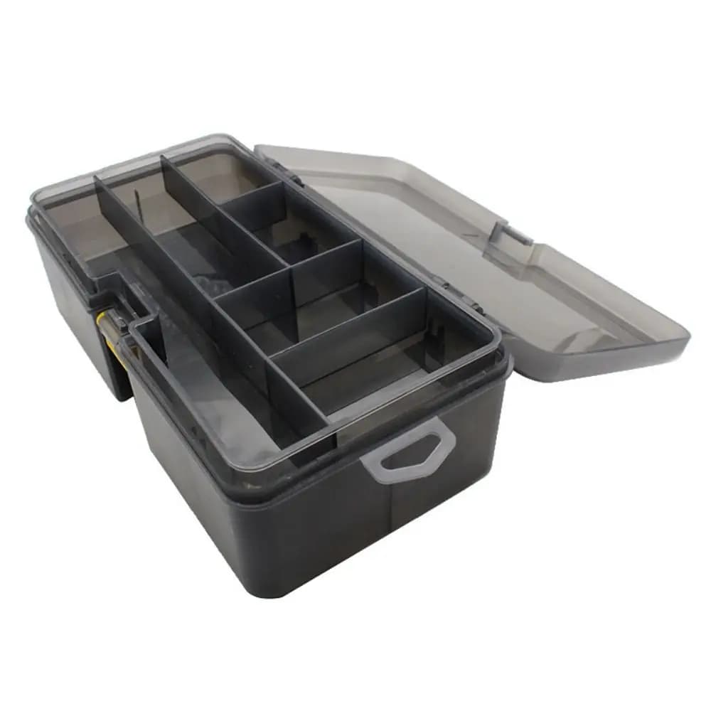 Double Layer Fishing Tackle Box Flip Cover Waterproof Lure Hook Storage Case Transparent Plastic Bait Storage Container