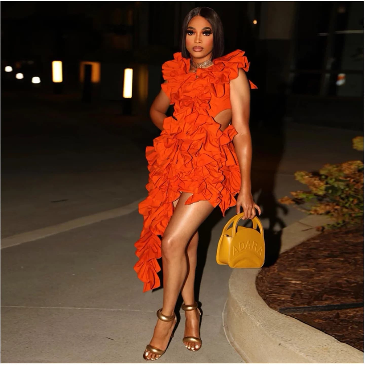 Sexy Asymmetrical Dress with Ruffled Irregular Hemline Bared Back And Waist Design Sensual Women's Fashion Spring 2024