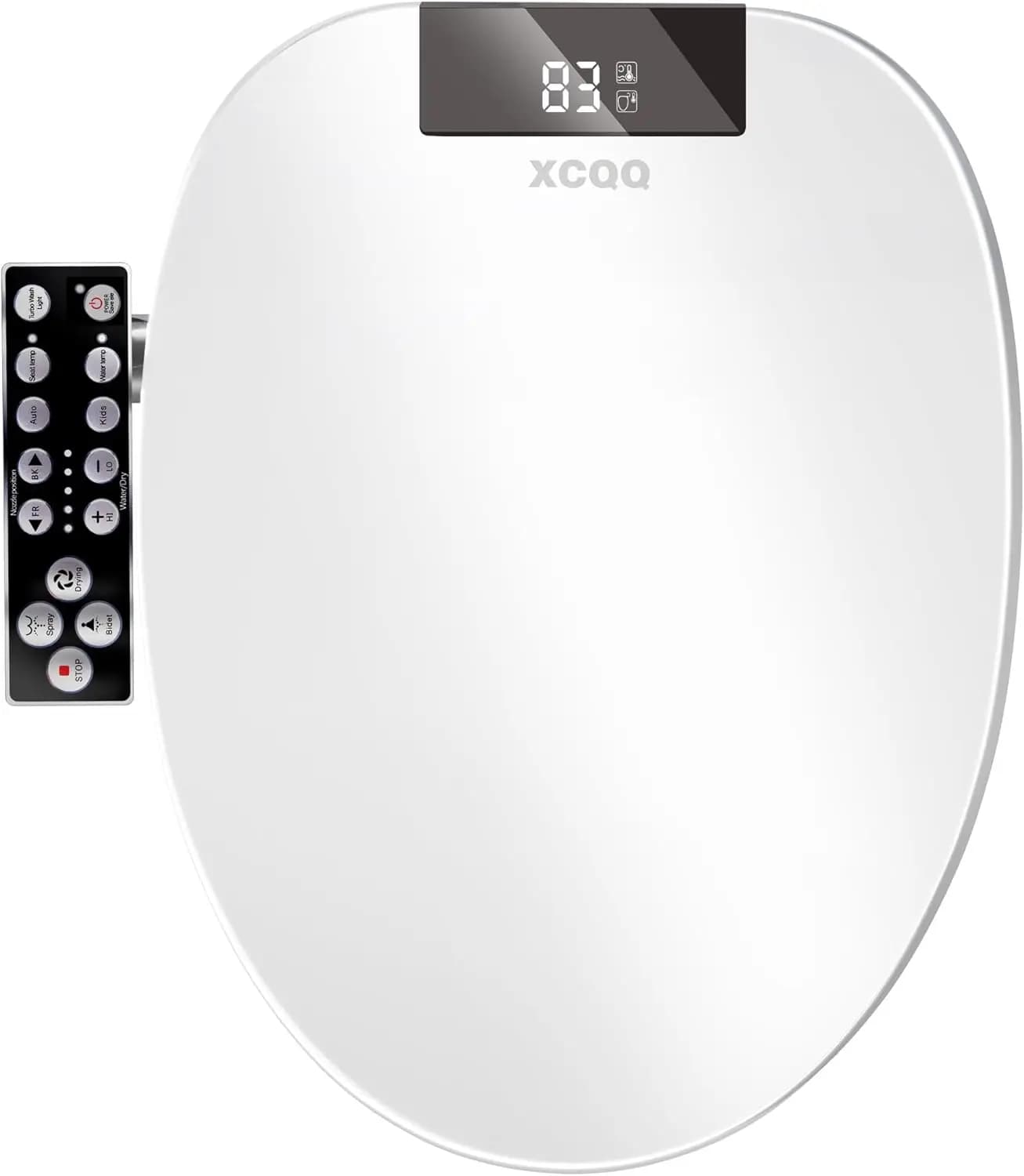 Sedile WC Elettrico Riscaldato con Bidet, Lavaggio ad Acqua Calda, Asciugatore ad Aria, Coperchio a Chiusura Morbida, Luce Notturna e Display LED