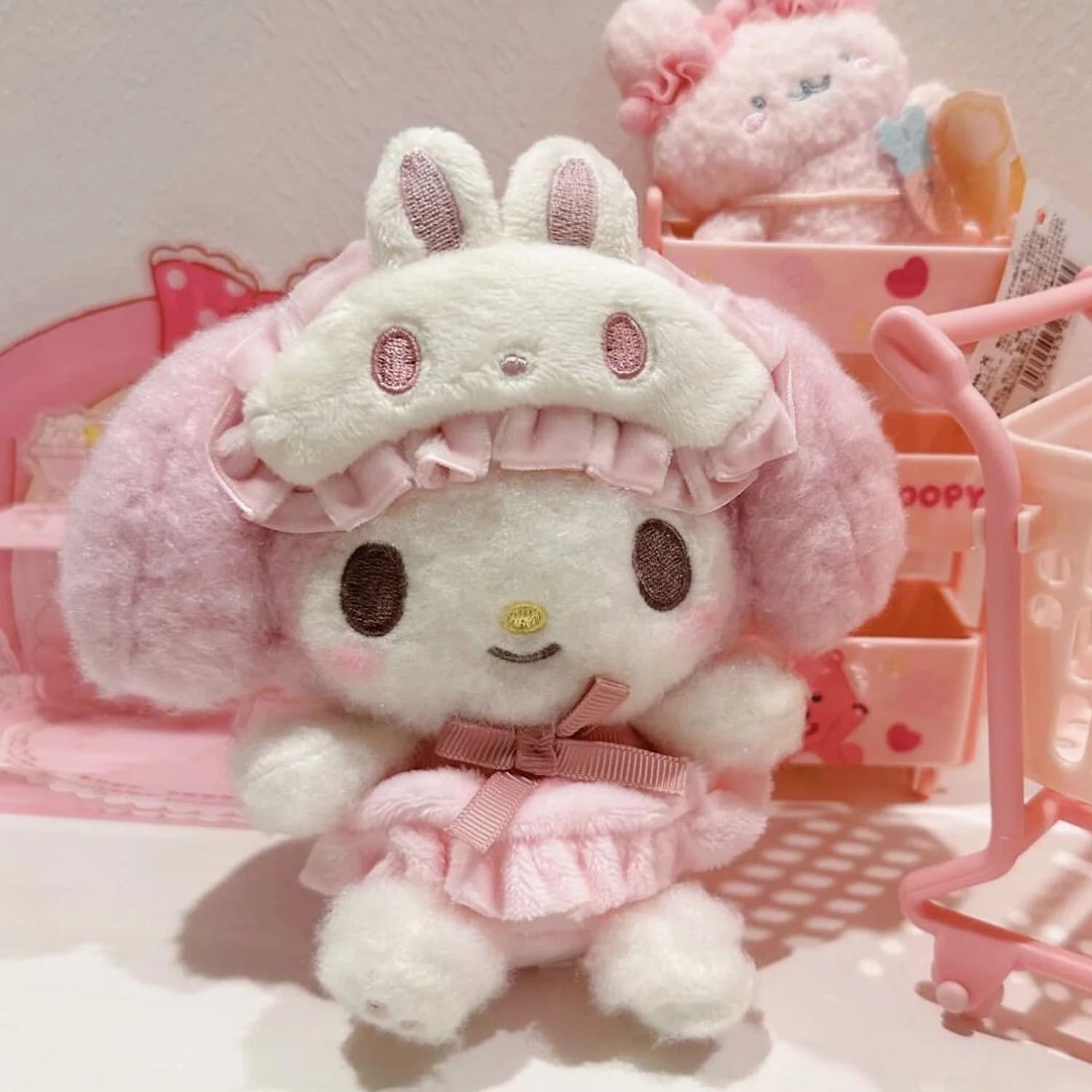 Ciondolo per borsa simpatico, serie pigiama con maschera per gli occhi, ciondolo bambola Hello Kitty, portachiavi Sanrio, include occhiali da vista, stili gratuiti senza occhiali