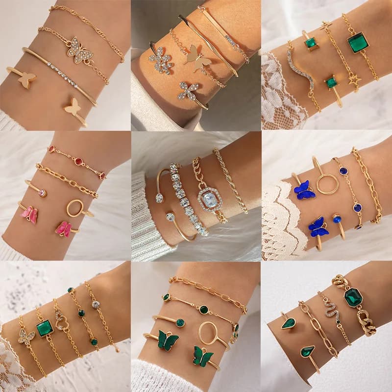 Jewelry Vintage Distinctive Twist Bracelet Imitation Gem Exaggerated Punk Bracelet Bracelet