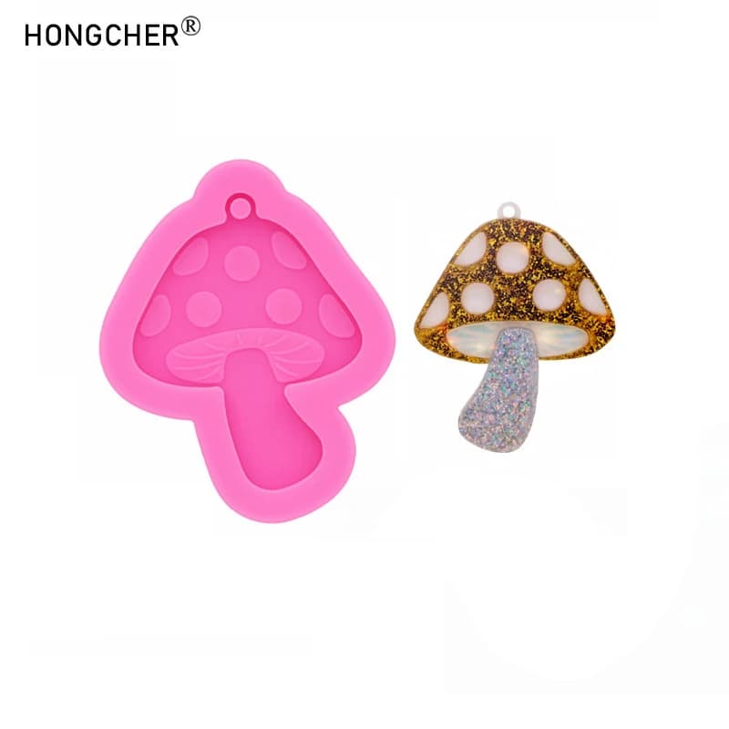 Glossy Mushroom Strawberry Resin Accessories Silicone Mold DIY Earrings Necklace Pendant Wind Chime Decoration Pendant Drip Mold