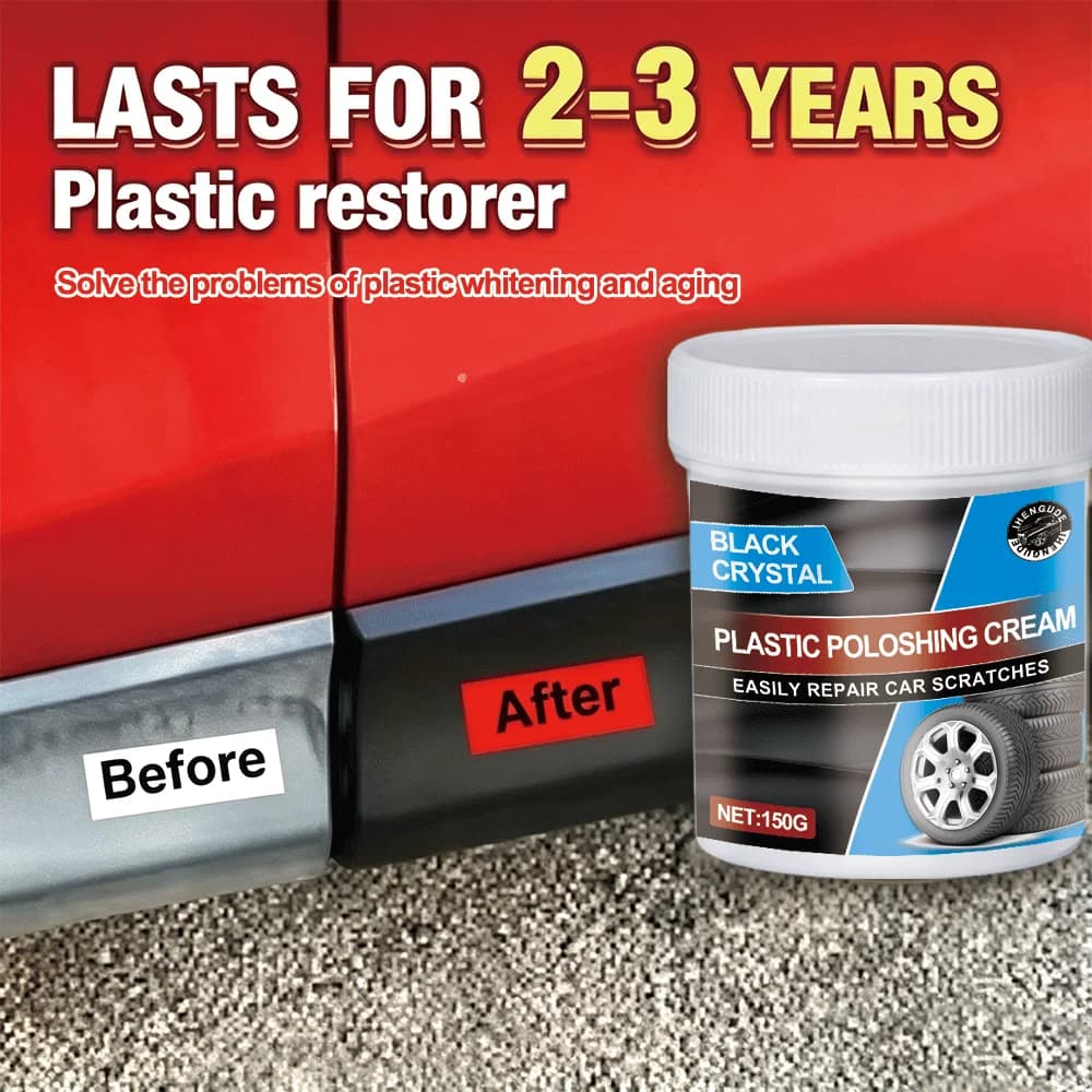 150g Plastic and Rubber Repair Paste - Black Crystal Polish for Car Scratches, Tire Shine, and Interior Refurbishment, Anti-Aging and Anti-Fading