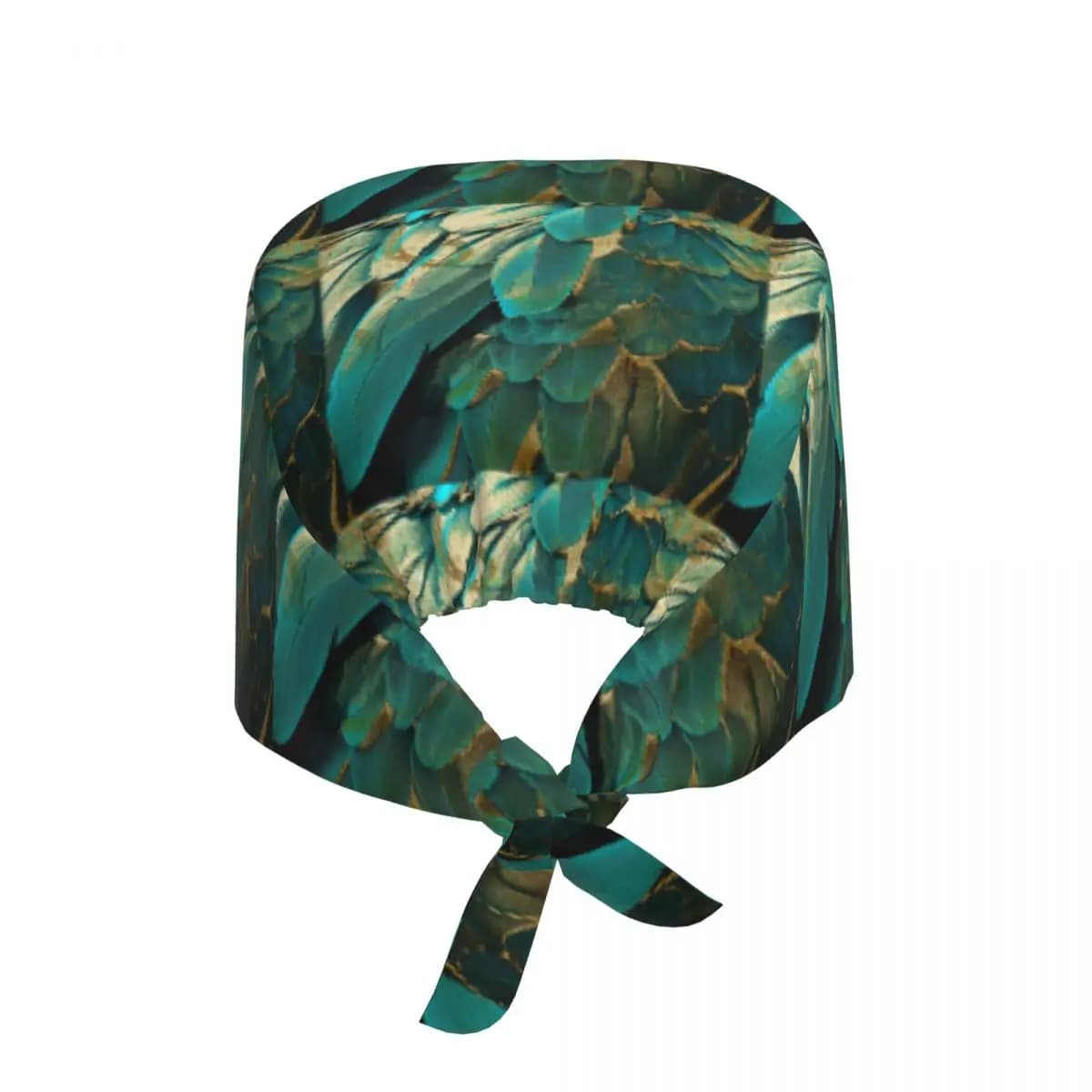 Feather Glitter Teal And Gold Scrub Hat Doctor Working Surgical Cap Unisex Adjustable Nursing Caps for Dentist