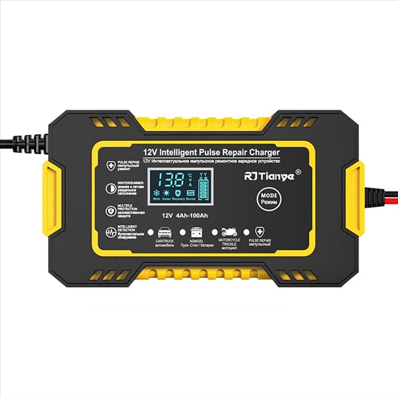 RJTIANYE Fully Automatic Intelligent Charger 12V Portable Car Charger 6A High Power Motor for Battery Charging European Spina