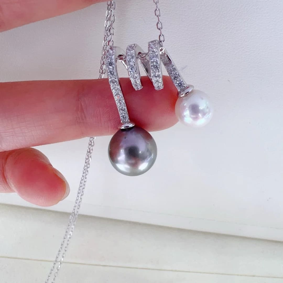 MeiBaPJ 9-10mm Natural Pearl M Letter Pendant Necklace 925 Sterling Silver Wedding Jewelry for Women