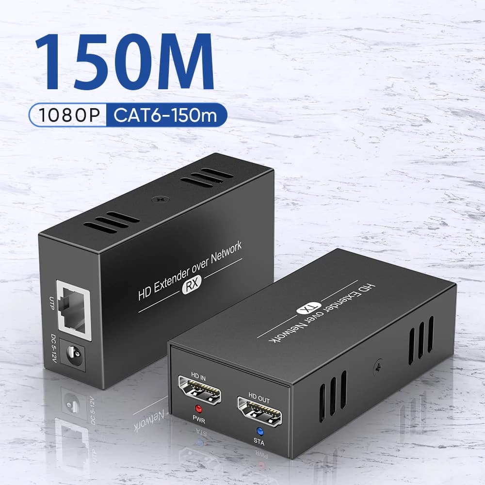 Extender HDMI 150M 1080P con loop HDMI tramite extender CAT5e/6 a Rj45 con audio EDID per PS5 HDTV PC portatile HDMI 1.3 HDCP 1.2