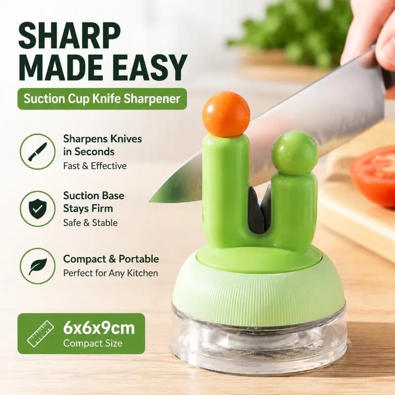 Round Suction‑base Kitchen Sharpening Stone Household Quick‑grinding Gadget for Knives Scissors Secure Non‑slip Support