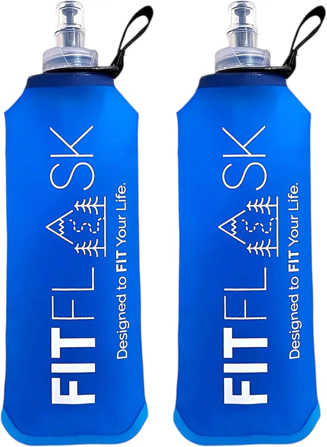 Pack of 2 Foldable Water Bottles, Without BPA, for Running, Hiking, Cycling, 500ml, Portable Hydrating