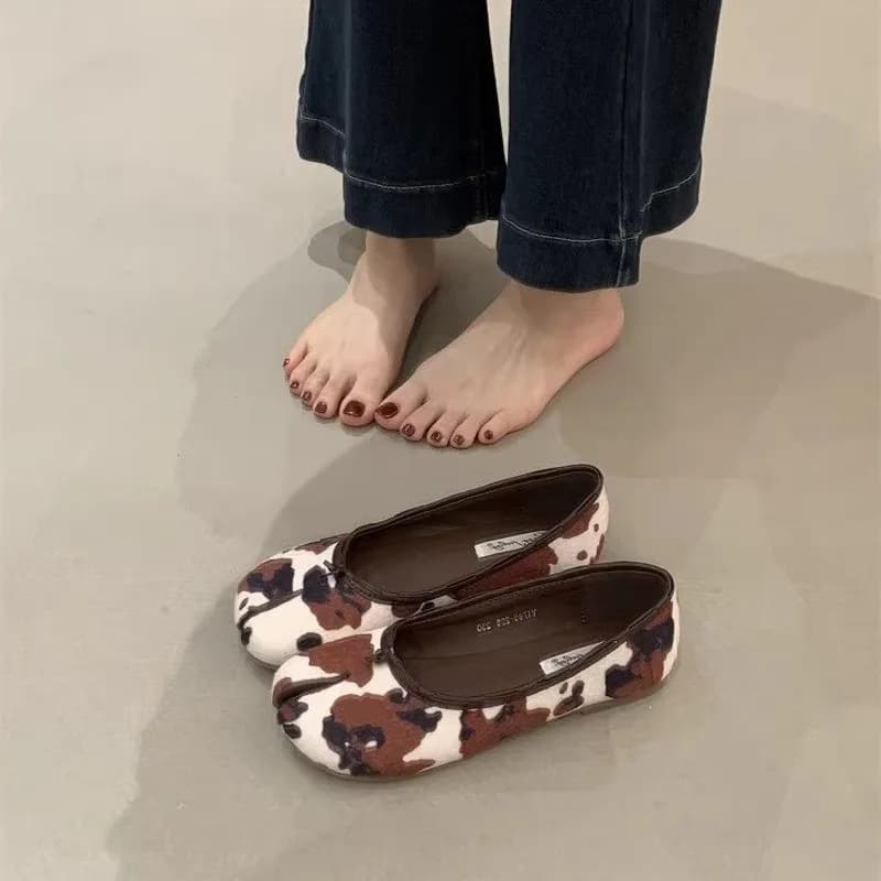 Scarpe Tabi da Donna Stile Ninja, Design alla Moda, in Microfibra, Comode Ballerine con Punta Divisa, Pantofole Morbide, Mocassini