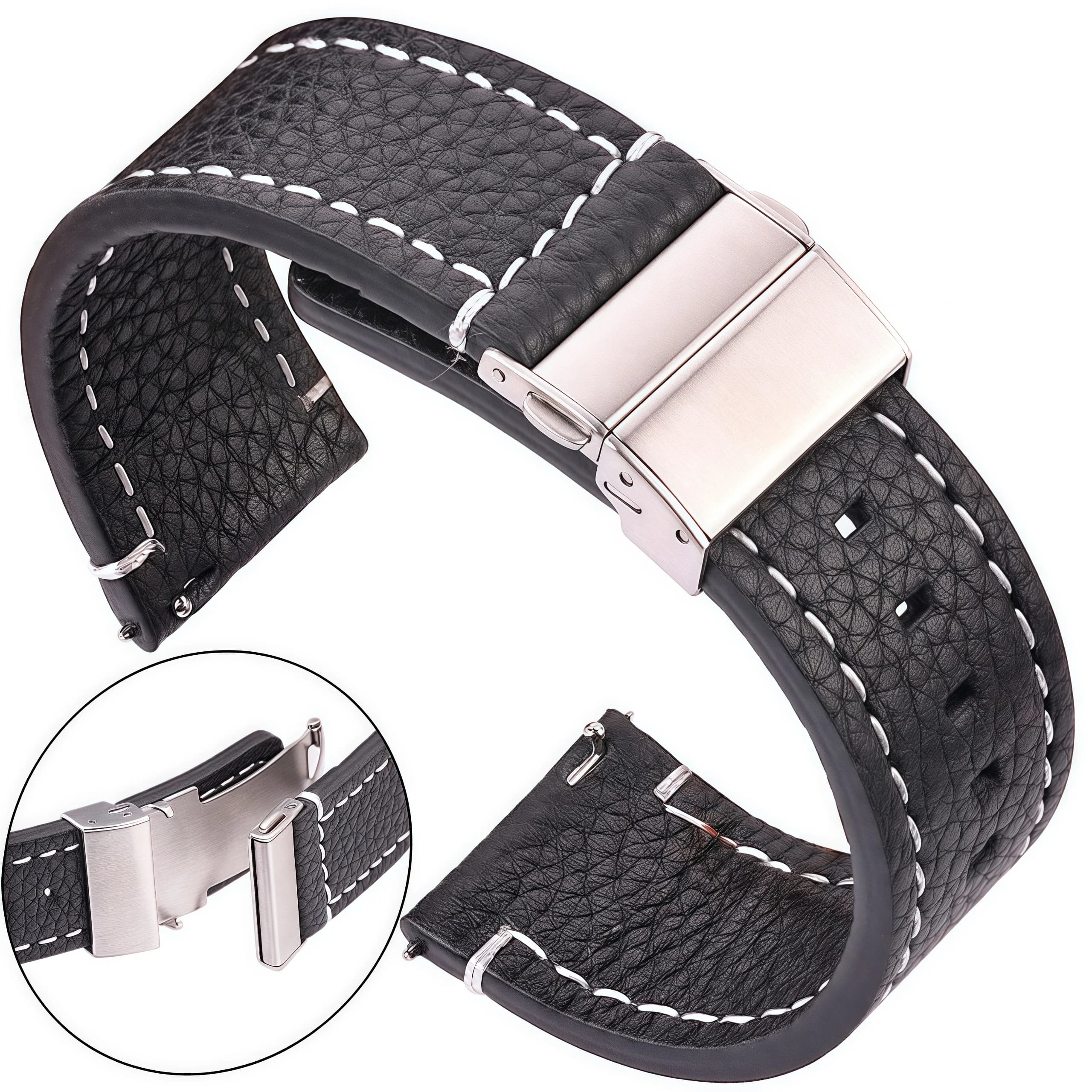 Cinturino per orologio intelligente in vera pelle morbida 18 20 22 24mm cinturino in pelle di vacchetta da donna marrone nero cinturino a sgancio rapido 2042