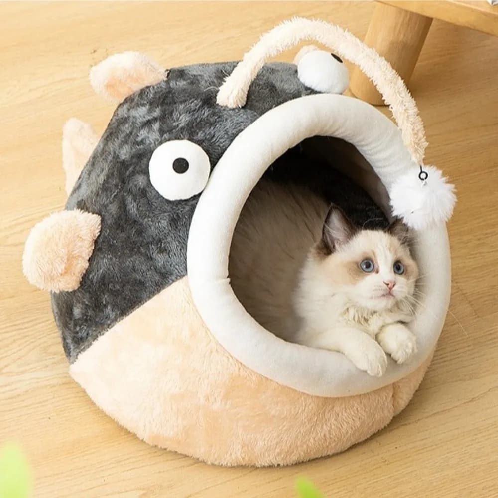 Cuccia per gatti Lanterna per cartoni animati Pesce Letto per gatti Accogliente e caldo Tenda per gatti Morbida e lavabile Letto per animali domestici per gatti e cani