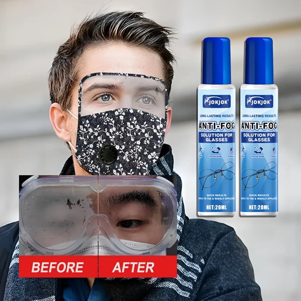 Premium waterproof anti-fog spray: long-lasting anti-fog protection for clear vision. Suitable for swimming glasses, safety glasses