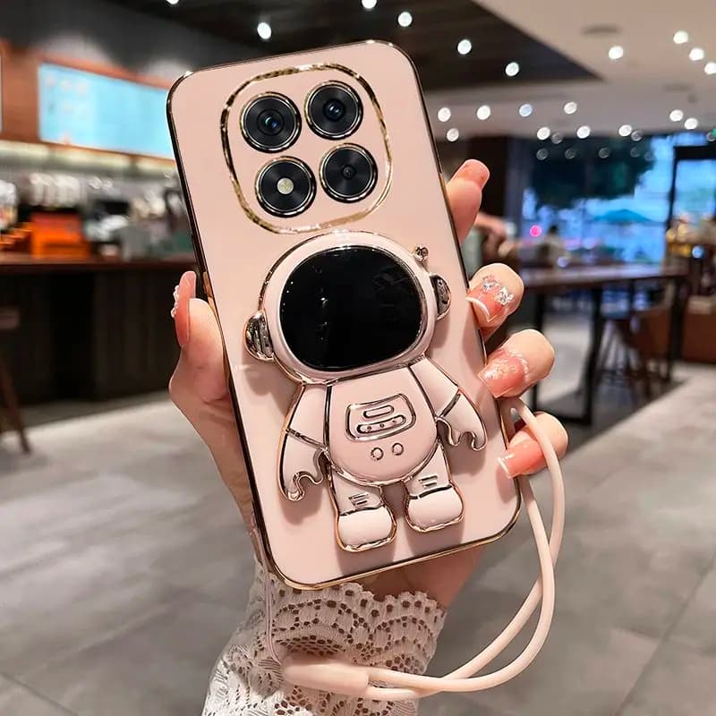 Cover per Telefono con Supporto Astronauta per Xiaomi Poco M8Pro Poco M8 M7Pro X8 ProMax X7 F8 Ultra M6 X6 F6, Custodia Lucida Elettroplaccata