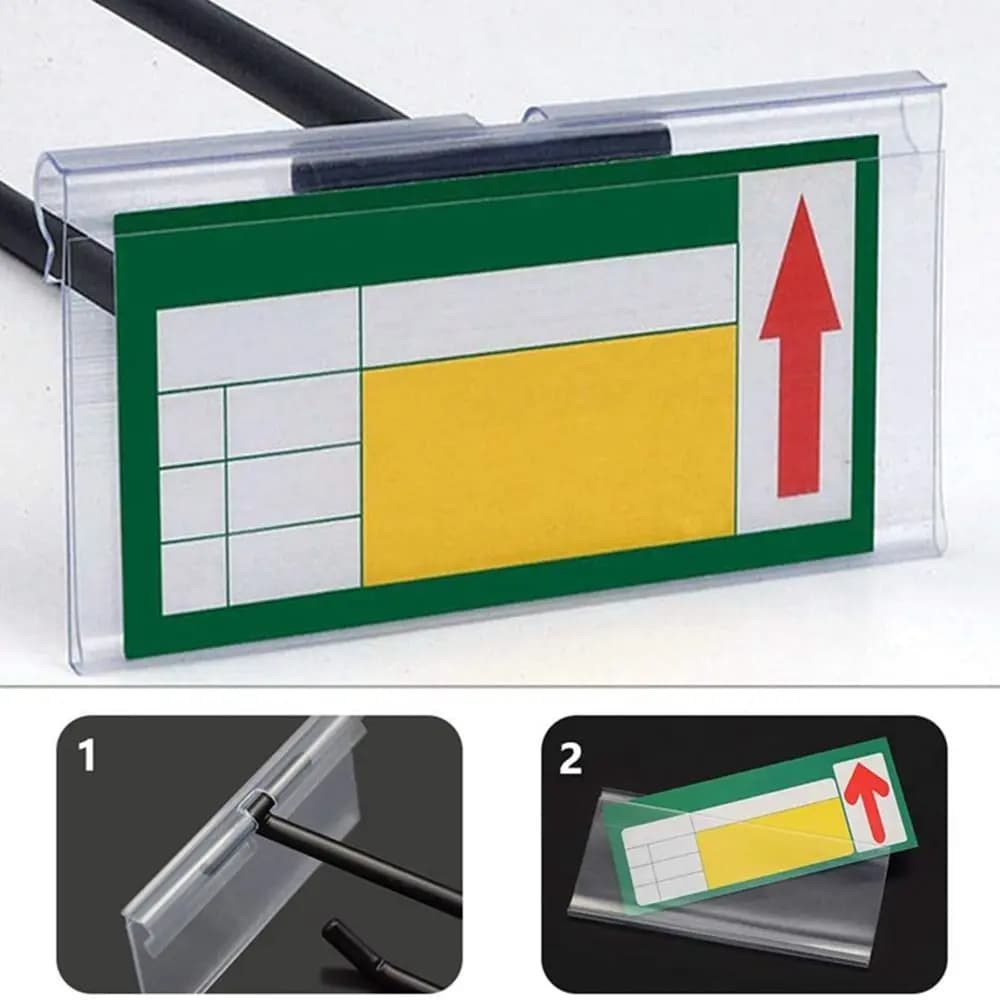 50 pezzi nuovo porta cartellino del prezzo in plastica gancio a doppia linea porta etichette per segnaletica etichetta multifunzionale trasparente display barra laterale centro commerciale