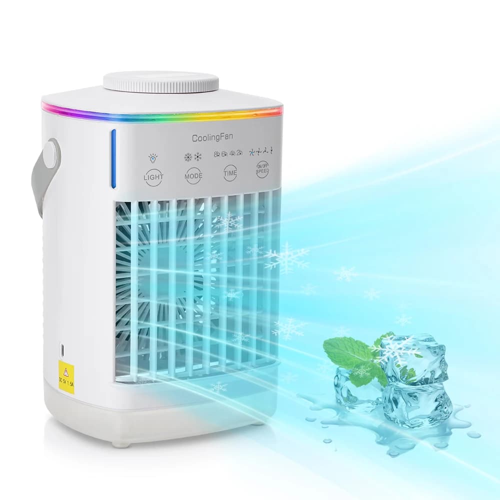 3 in 1 ventilatore condizionatore d'aria domestico piccolo dispositivo di raffreddamento dell'aria luce notturna a LED umidificatore portatile ventola di regolazione dell'aria ventilatore per ufficio domestico